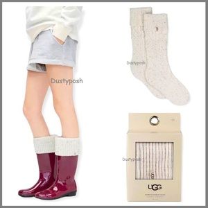 UGG Shaye Short Rain Boot Socks Cable Knit Womens Girls Warm Cozy Black White